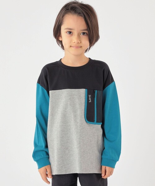 SHIPS（シップス）の「SHIPS KIDS:100～130cm /〈接触冷感/UVカット〉長袖 TEE（Tシャツ/カットソー・キッズ・オフホワイト/グレー・100/110/120/130）」の2枚目の写真