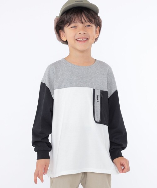 SHIPS（シップス）の「SHIPS KIDS:100～130cm /〈接触冷感/UVカット〉長袖 TEE（Tシャツ/カットソー・キッズ・オフホワイト/グレー・100/110/120/130）」の3枚目の写真