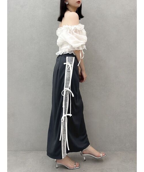 dazzlin（ダズリン）の「サイドレースリボントラックスカート（スカート・レディース・パープル/オフホワイト/チャコールグレー・SMALL/MEDIUM）」の11枚目の写真