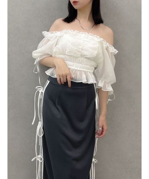 dazzlin（ダズリン）の「サイドレースリボントラックスカート（スカート・レディース・パープル/オフホワイト/チャコールグレー・SMALL/MEDIUM）」の12枚目の写真