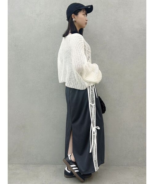 dazzlin（ダズリン）の「サイドレースリボントラックスカート（スカート・レディース・パープル/オフホワイト/チャコールグレー・SMALL/MEDIUM）」の17枚目の写真