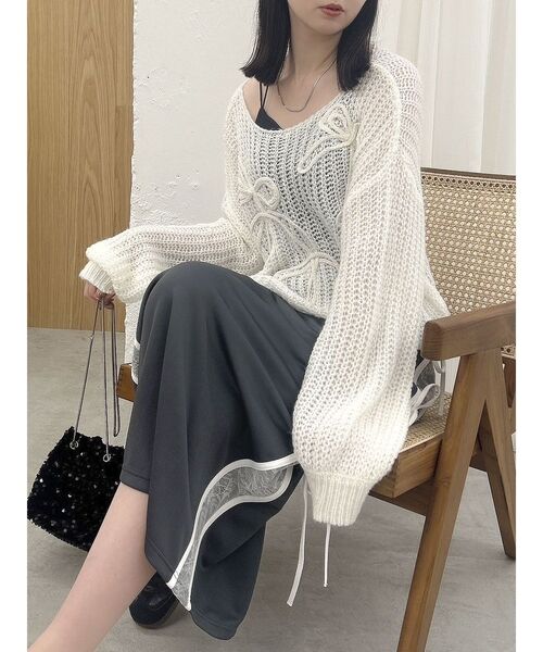 dazzlin（ダズリン）の「サイドレースリボントラックスカート（スカート・レディース・パープル/オフホワイト/チャコールグレー・SMALL/MEDIUM）」の19枚目の写真