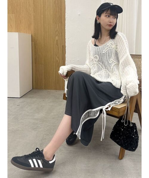 dazzlin（ダズリン）の「サイドレースリボントラックスカート（スカート・レディース・パープル/オフホワイト/チャコールグレー・SMALL/MEDIUM）」の20枚目の写真