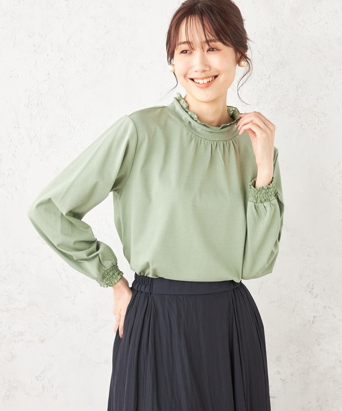 Petit Honfleur(プチオンフルール)の「★春ブラウス★レースリーブプルオーバー(Tシャツ/カットソー・レディース・グリーン/アイボリー/ネイビー・L/M)」の3枚目の写真