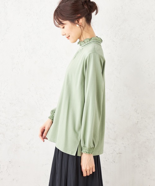 Petit Honfleur(プチオンフルール)の「★春ブラウス★レースリーブプルオーバー(Tシャツ/カットソー・レディース・グリーン/アイボリー/ネイビー・L/M)」の11枚目の写真