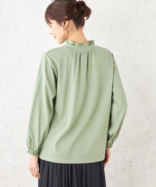 Petit Honfleur(プチオンフルール)の「★春ブラウス★レースリーブプルオーバー(Tシャツ/カットソー・レディース・グリーン/アイボリー/ネイビー・L/M)」の12枚目の写真