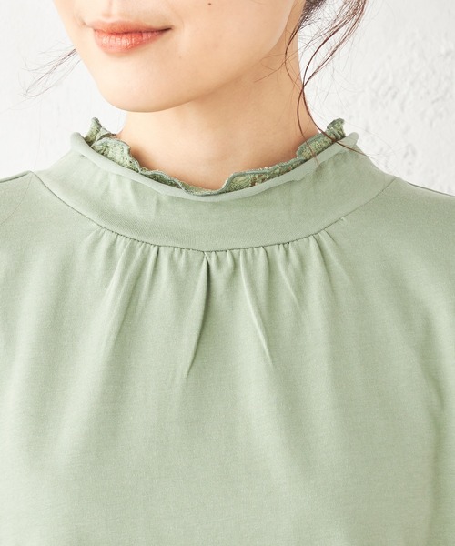 Petit Honfleur(プチオンフルール)の「★春ブラウス★レースリーブプルオーバー(Tシャツ/カットソー・レディース・グリーン/アイボリー/ネイビー・L/M)」の13枚目の写真