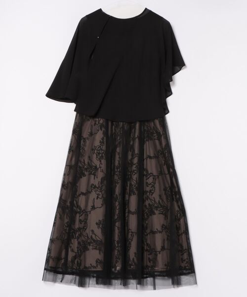 AIMER(エメ) パーティードレス＆チュールレース付き 結婚式やお呼ばれに☆ ケープ付きチュールレース刺繍パーティードレス 結婚式 お呼ばれ