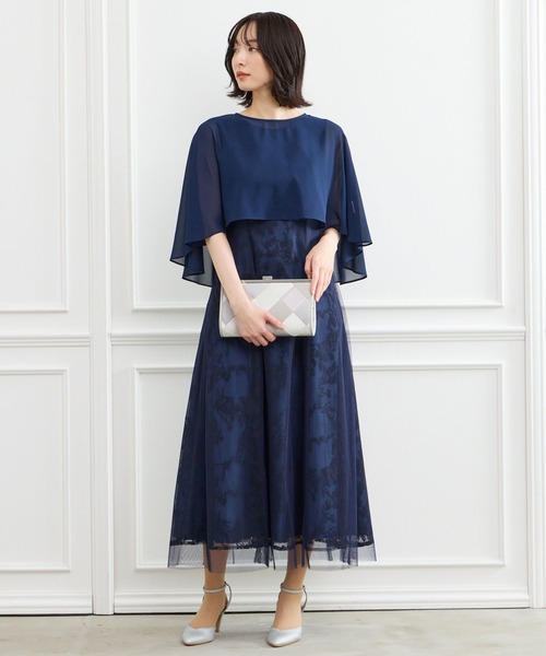 AIMER ドレス　ドレスとケープのセット AIMER ドレス ケープ付きチュールレース刺繍パーティードレス