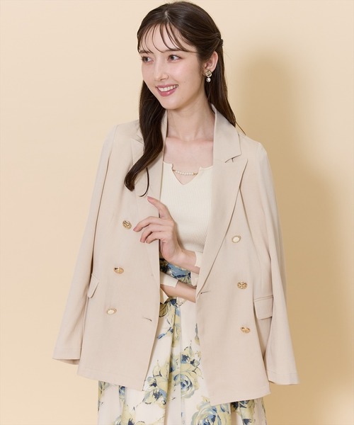 SWINGLE(スウィングル)の「麻調マルチボタンジャケット(テーラードジャケット・レディース・ブラウン/ベージュ/ネイビー・SMALL/MEDIUM)」の8枚目の写真