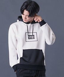 【REGIEVO】バイカラー ロゴプリント プルオーバーパーカー