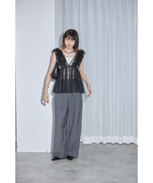 【完売】チュールベスト チュールフリルショートベスト（ベスト）｜rectangle