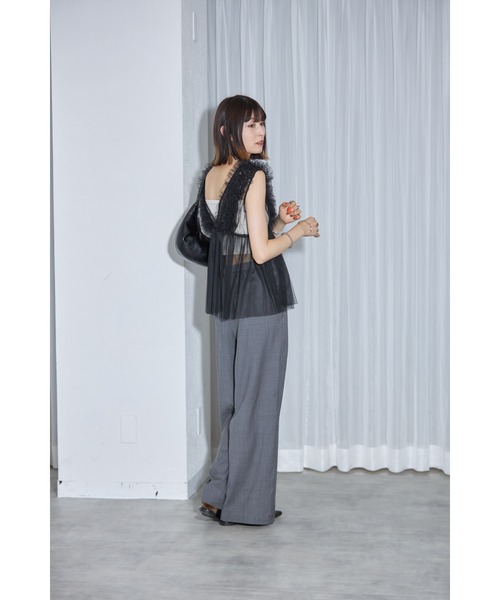 leimn（レイムン）の「Vネックフリルチュールベスト（ベスト・レディース・ライトグレー/ブラック/アイボリー・M）」の22枚目の写真