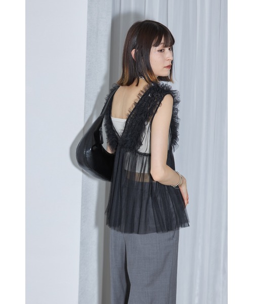 美品完売人気色 レプシィム チュールベスト＆サイドフリルパンツ グレー 美品完売人気色 レプシィム チュールベスト＆サイドフリルパンツ