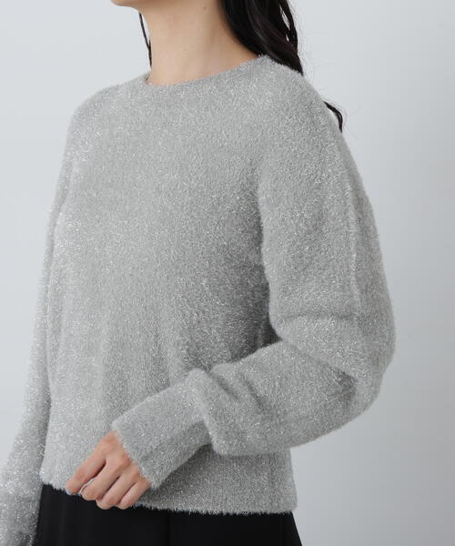 N.（N. Natural Beauty Basic）（エヌエヌナチュラルビューティーベーシック）の「◆ラメフェザービスチェニットセット（ニット/セーター・レディース・コーラルピンク/グレー/ネイビー・MEDIUM）」の4枚目の写真