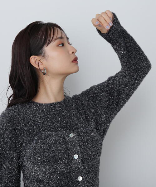 N.（N. Natural Beauty Basic）（エヌエヌナチュラルビューティーベーシック）の「◆ラメフェザービスチェニットセット（ニット/セーター・レディース・コーラルピンク/グレー/ネイビー・MEDIUM）」の20枚目の写真