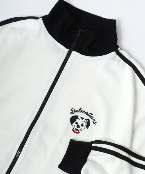 Disney（ディズニー）の「Disney（ディズニー）キャラクターワンポイント刺繍サイドライン スウェットトラックジャケット レディース メンズ（ジャージ・レディース・ブラック/ダークグリーン/ブラウン/オフホワイト・M/L）」の2枚目の写真