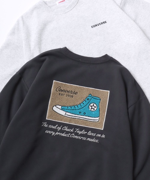 CONVERSE(コンバース)の「CONVERSE/コンバース オーバーサイズ 裏起毛 オールスター スニーカー サガラ刺繍デザイン/ゲームシャツ ユニフォームデザイン スウェット トレーナー/レディース メンズ(スウェット・レディース・ブラック系その他2/グレー系その他2/グレイッシュベージュ/グレイッシュブルー/スミクロ/ブラック/アッシュグレー/オフホワイト/ブラック系その他/グレー系その他/ホワイト系その他/グレー系その他3/ブラック系その他3・LL/M/L)」の4枚目の写真