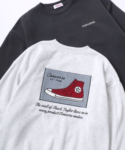 CONVERSE(コンバース)の「CONVERSE/コンバース オーバーサイズ 裏起毛 オールスター スニーカー サガラ刺繍デザイン/ゲームシャツ ユニフォームデザイン スウェット トレーナー/レディース メンズ(スウェット・レディース・ブラック系その他2/グレー系その他2/グレイッシュベージュ/グレイッシュブルー/スミクロ/ブラック/アッシュグレー/オフホワイト/ブラック系その他/グレー系その他/ホワイト系その他/グレー系その他3/ブラック系その他3・LL/M/L)」の9枚目の写真