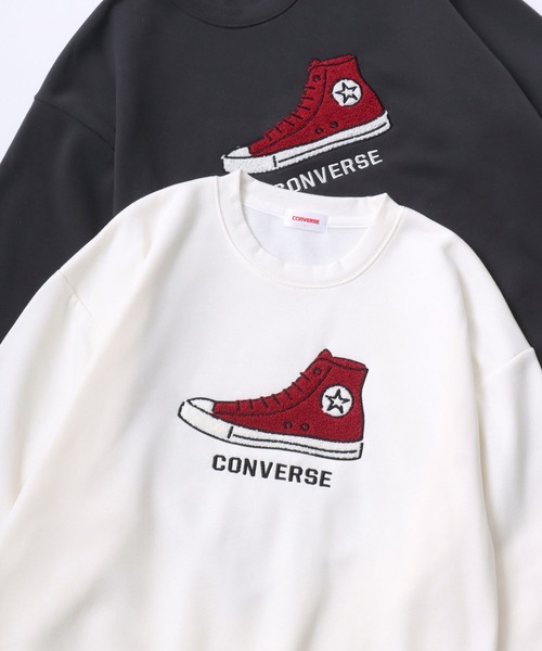 CONVERSE(コンバース)の「CONVERSE/コンバース オーバーサイズ 裏起毛 オールスター スニーカー サガラ刺繍デザイン/ゲームシャツ ユニフォームデザイン スウェット トレーナー/レディース メンズ(スウェット・レディース・ブラック系その他2/グレー系その他2/グレイッシュベージュ/グレイッシュブルー/スミクロ/ブラック/アッシュグレー/オフホワイト/ブラック系その他/グレー系その他/ホワイト系その他/グレー系その他3/ブラック系その他3・LL/M/L)」の2枚目の写真