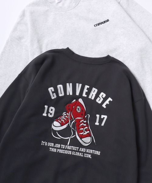 CONVERSE(コンバース)の「CONVERSE/コンバース オーバーサイズ 裏起毛 オールスター スニーカー サガラ刺繍デザイン/ゲームシャツ ユニフォームデザイン スウェット トレーナー/レディース メンズ(スウェット・レディース・ブラック系その他2/グレー系その他2/グレイッシュベージュ/グレイッシュブルー/スミクロ/ブラック/アッシュグレー/オフホワイト/ブラック系その他/グレー系その他/ホワイト系その他/グレー系その他3/ブラック系その他3・LL/M/L)」の5枚目の写真