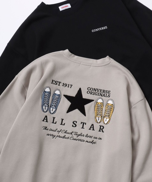 CONVERSE(コンバース)の「CONVERSE/コンバース オーバーサイズ 裏起毛 オールスター スニーカー サガラ刺繍デザイン/ゲームシャツ ユニフォームデザイン スウェット トレーナー/レディース メンズ(スウェット・レディース・ブラック系その他2/グレー系その他2/グレイッシュベージュ/グレイッシュブルー/スミクロ/ブラック/アッシュグレー/オフホワイト/ブラック系その他/グレー系その他/ホワイト系その他/グレー系その他3/ブラック系その他3・LL/M/L)」の12枚目の写真