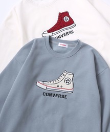 CONVERSE/コンバース オーバーサイズ 裏起毛 オールスター スニーカー サガラ刺繍デザイン/ゲームシャツ ユニフォームデザイン スウェット トレーナー/レディース メンズ