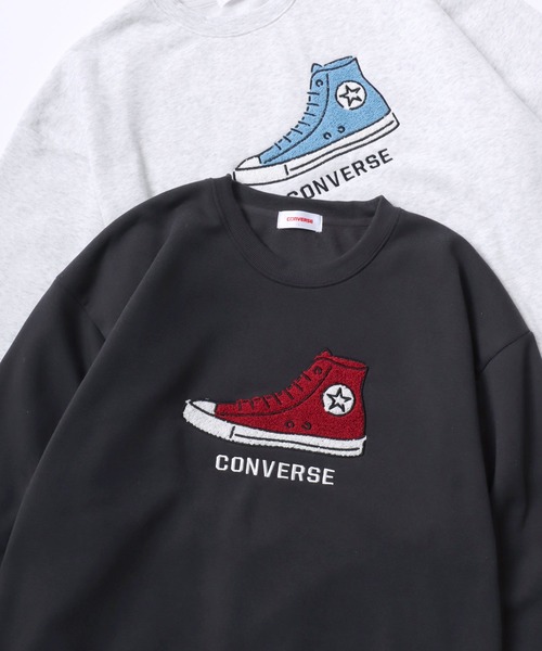 CONVERSE(コンバース)の「CONVERSE/コンバース オーバーサイズ 裏起毛 オールスター スニーカー サガラ刺繍デザイン/ゲームシャツ ユニフォームデザイン スウェット トレーナー/レディース メンズ(スウェット・レディース・ブラック系その他2/グレー系その他2/グレイッシュベージュ/グレイッシュブルー/スミクロ/ブラック/アッシュグレー/オフホワイト/ブラック系その他/グレー系その他/ホワイト系その他/グレー系その他3/ブラック系その他3・LL/M/L)」の6枚目の写真