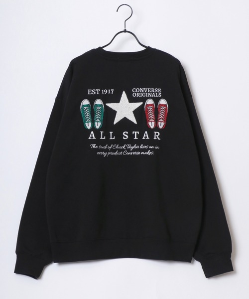 CONVERSE(コンバース)の「CONVERSE/コンバース オーバーサイズ 裏起毛 オールスター スニーカー サガラ刺繍デザイン/ゲームシャツ ユニフォームデザイン スウェット トレーナー/レディース メンズ(スウェット・レディース・ブラック系その他2/グレー系その他2/グレイッシュベージュ/グレイッシュブルー/スミクロ/ブラック/アッシュグレー/オフホワイト/ブラック系その他/グレー系その他/ホワイト系その他/グレー系その他3/ブラック系その他3・LL/M/L)」の15枚目の写真