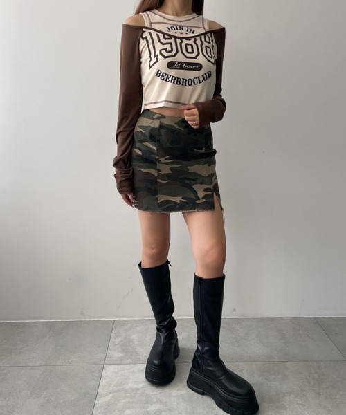 dispark（ディスパーク）の「DISPARK/ナンバリングロゴレイヤードロンT（Tシャツ/カットソー・レディース・ネイビー/ブラウン・FREE）」の3枚目の写真