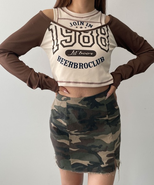 dispark（ディスパーク）の「DISPARK/ナンバリングロゴレイヤードロンT（Tシャツ/カットソー・レディース・ネイビー/ブラウン・FREE）」の6枚目の写真