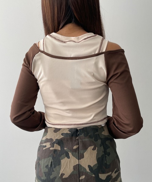 dispark（ディスパーク）の「DISPARK/ナンバリングロゴレイヤードロンT（Tシャツ/カットソー・レディース・ネイビー/ブラウン・FREE）」の8枚目の写真