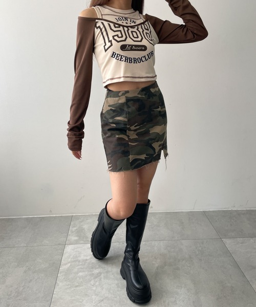 dispark（ディスパーク）の「DISPARK/ナンバリングロゴレイヤードロンT（Tシャツ/カットソー・レディース・ネイビー/ブラウン・FREE）」の9枚目の写真