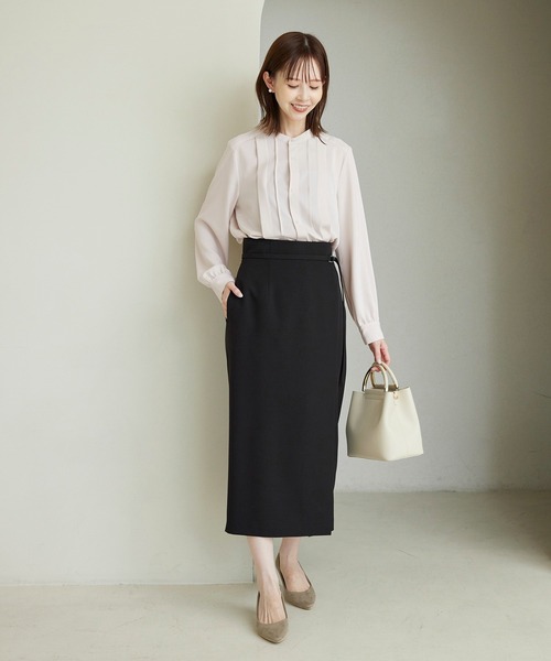 ROPE' PICNIC（ロペピクニック）の「Functionランダムタックブラウス（シャツ/ブラウス・レディース・チャコールグレー/ライトグレー/オフホワイト/ピンク系その他2・38/36）」の7枚目の写真