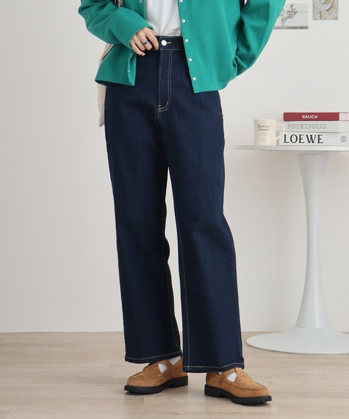 A.N.L(エーエヌエル レーベル)の「A.N.L ストレッチデニムストレートパンツ(デニムパンツ・レディース・ブラック/ダークネイビー・38)」の2枚目の写真