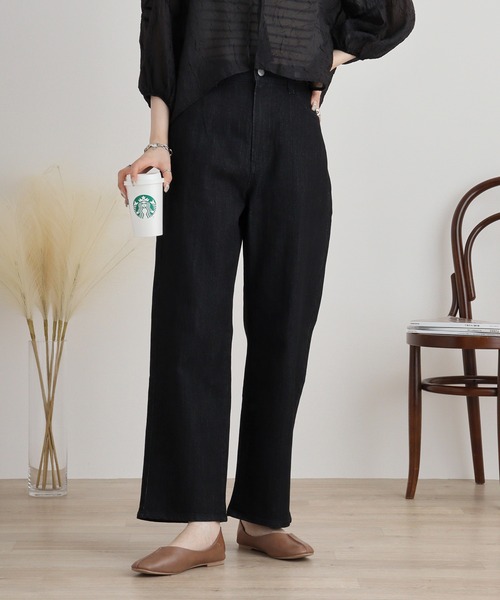 A.N.L(エーエヌエル レーベル)の「A.N.L ストレッチデニムストレートパンツ(デニムパンツ・レディース・ブラック/ダークネイビー・38)」の4枚目の写真