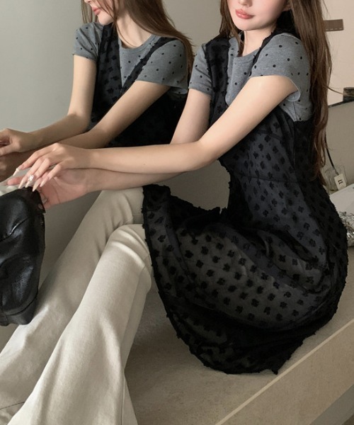 gossip!ロサンゼルス(ゴシップロサンゼルス)の「ミディ丈シアーワンピース(ワンピース・レディース・ホワイト/ブラック・FREE)」の19枚目の写真