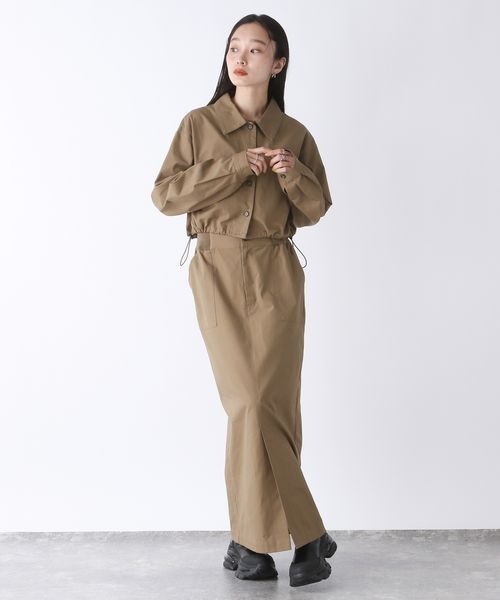 JEANASIS（ジーナシス）の「ドロストワークシャツジャケット2P/152594（セットアップ・レディース・ブラック/ブラウン・FREE）」の3枚目の写真