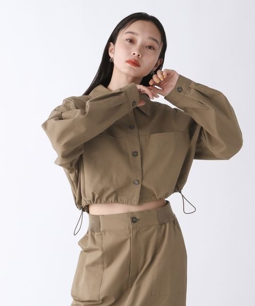 JEANASIS（ジーナシス）の「ドロストワークシャツジャケット2P/152594（セットアップ・レディース・ブラック/ブラウン・FREE）」の6枚目の写真