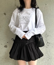 ビッグリボンプリントロングTシャツ