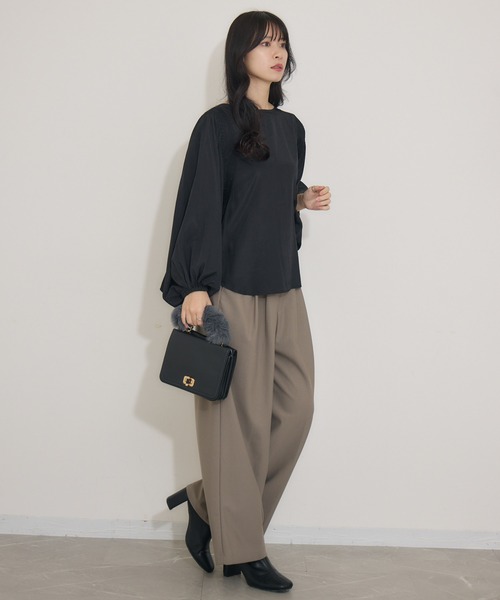 KATHARINE ROSS(キャサリンロス)の「【KATHARINE ROSS】キュプラ混ステッチギャザーブラウス(シャツ/ブラウス・レディース・グリーン/ブラック・MEDIUM)」の12枚目の写真