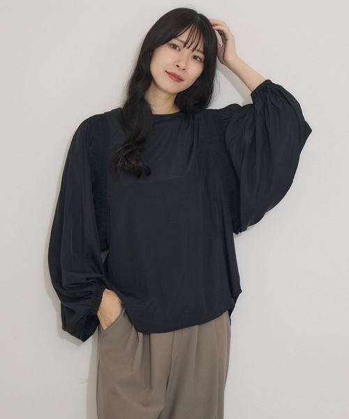 KATHARINE ROSS(キャサリンロス)の「【KATHARINE ROSS】キュプラ混ステッチギャザーブラウス(シャツ/ブラウス・レディース・グリーン/ブラック・MEDIUM)」の15枚目の写真