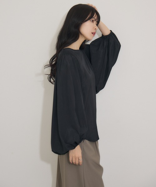 KATHARINE ROSS(キャサリンロス)の「【KATHARINE ROSS】キュプラ混ステッチギャザーブラウス(シャツ/ブラウス・レディース・グリーン/ブラック・MEDIUM)」の17枚目の写真