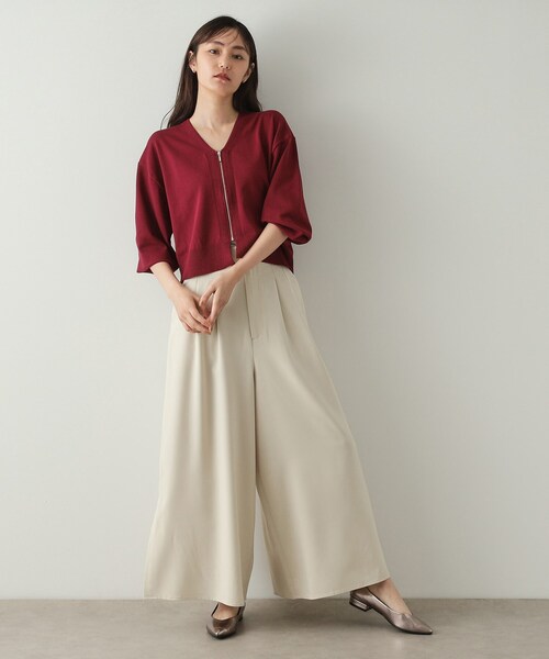 OPAQUE.CLIP(オペークドットクリップ)の「サイドスリットワイドパンツ【洗濯機洗い可】(その他パンツ・レディース・ブラック/ライトベージュ・38/40/42)」の8枚目の写真