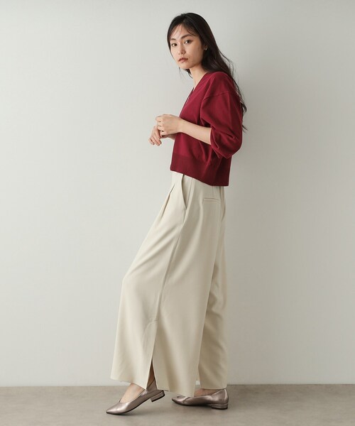 OPAQUE.CLIP(オペークドットクリップ)の「サイドスリットワイドパンツ【洗濯機洗い可】(その他パンツ・レディース・ブラック/ライトベージュ・38/40/42)」の9枚目の写真