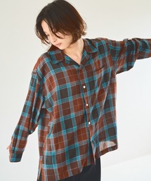 Camphor wood | Rame ombre rayon check l/s shirt / ラメ混レーヨンオンブレオリジナルチェックシャツ(シャツ/ブラウス)