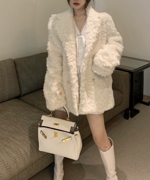 DIAVEL（ディアベル）の「エコファージャケット/コート（その他アウター・レディース・アイボリー/ブラック・M）」の7枚目の写真