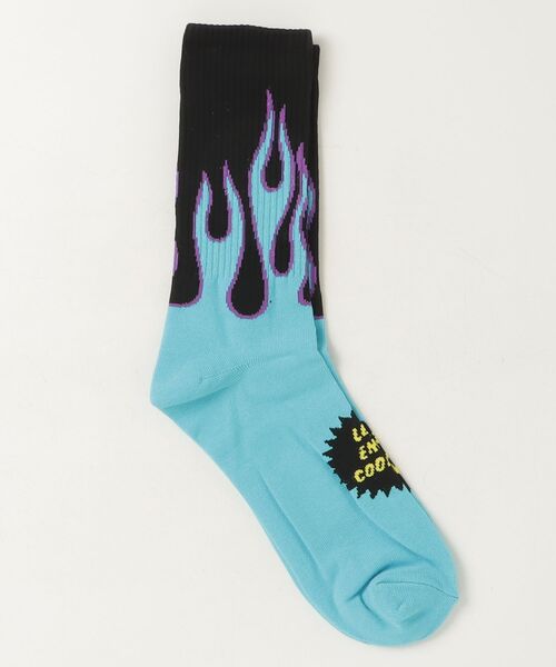 COOKMAN(クックマン)の「Cookman クックマン ソックス Crew Socks Flame ファイアーパターン ソックス(ソックス/靴下・メンズ・ブラック×グレー/ブラック×ホワイト/ブルー/ホワイト×ブラック/ブラック×レッド/ブラック×ブラック/ブラック×ブルー・FREE)」の9枚目の写真
