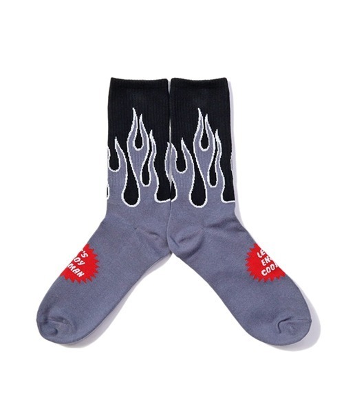 COOKMAN(クックマン)の「Cookman クックマン ソックス Crew Socks Flame ファイアーパターン ソックス(ソックス/靴下・メンズ・ブラック×グレー/ブラック×ホワイト/ブルー/ホワイト×ブラック/ブラック×レッド/ブラック×ブラック/ブラック×ブルー・FREE)」の10枚目の写真