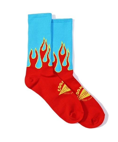 COOKMAN(クックマン)の「Cookman クックマン ソックス Crew Socks Flame ファイアーパターン ソックス(ソックス/靴下・メンズ・ブラック×グレー/ブラック×ホワイト/ブルー/ホワイト×ブラック/ブラック×レッド/ブラック×ブラック/ブラック×ブルー・FREE)」の11枚目の写真